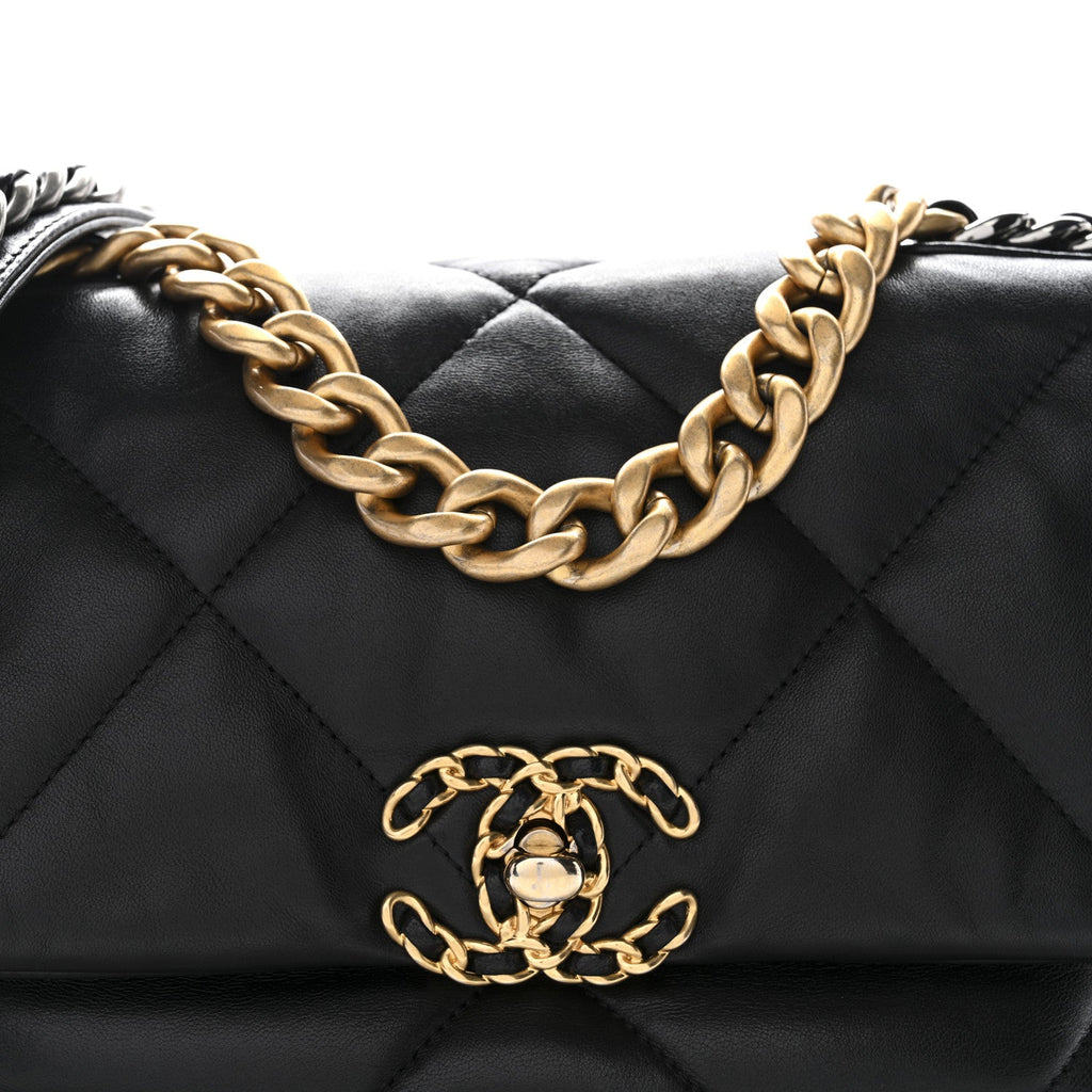 Lambskin Quilted Medium Chanel 19 Flap Black