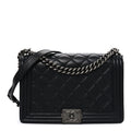 Lambskin Quilted New Medium Boy Flap Black