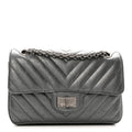 Metallic Aged Calfskin Chevron Quilted 2.55 Reissue Mini Flap Grey