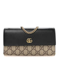 Dollar Calfskin GG Supreme Monogram Petite GG Marmont Wallet Chain Bag Black Beige Ebony