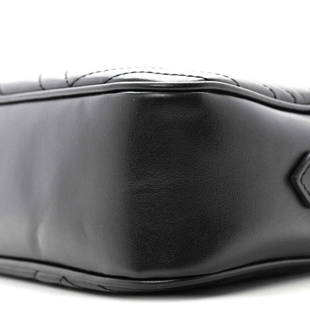 Calfskin Matelasse Monochrome Small GG Marmont Chain Shoulder Bag Black