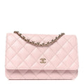 Caviar Quilted Wallet on Chain WOC Light Pink