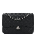 Caviar Quilted Jumbo Double Flap Black