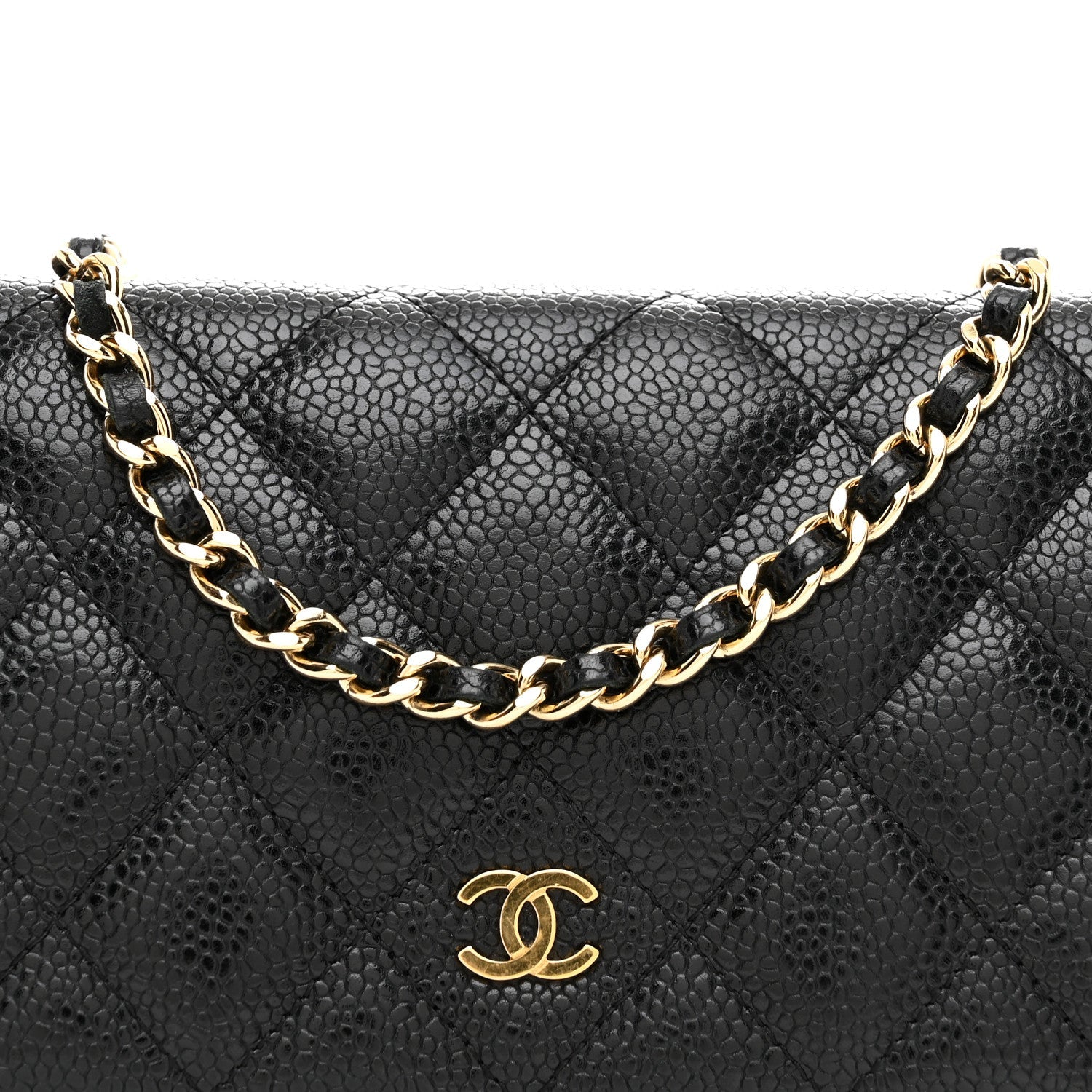 Caviar Quilted Wallet on Chain WOC Black