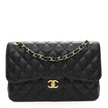 Caviar Quilted Jumbo Double Flap Black