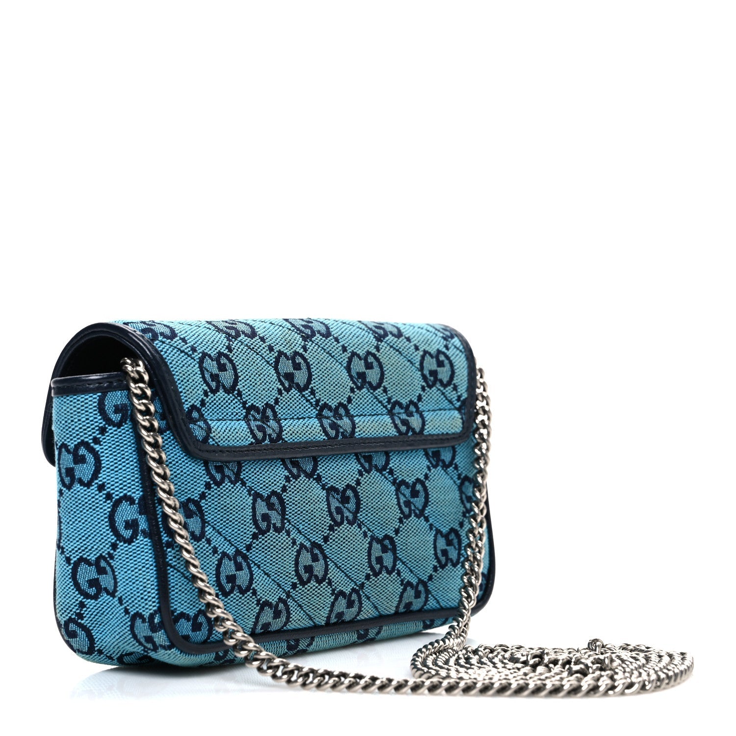 Monogram Multicolor Matelasse Diagonal Super Mini GG Marmont Shoulder Bag Light Blue
