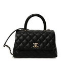 Caviar Quilted Mini Coco Handle Flap Black