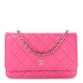 Caviar Quilted Wallet on Chain WOC Pink