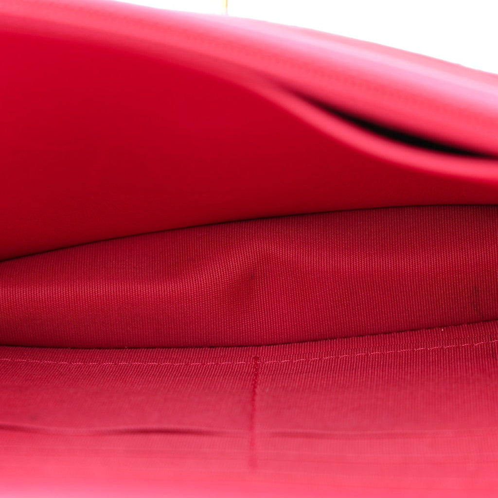 Lambskin Quilted Trendy CC Wallet On Chain WOC Dark Pink