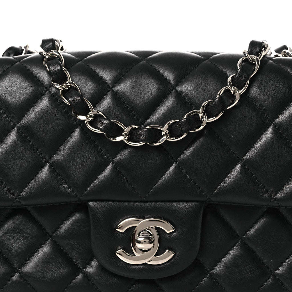 Lambskin Quilted Mini Rectangular Flap Black