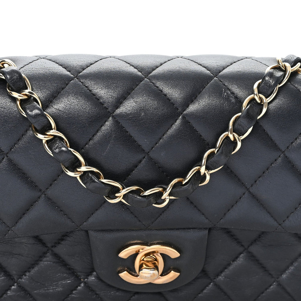 Lambskin Quilted Mini Rectangular Flap Black