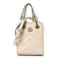 Calfskin Matelasse Chevron Mini GG Marmont Tote Mystic White