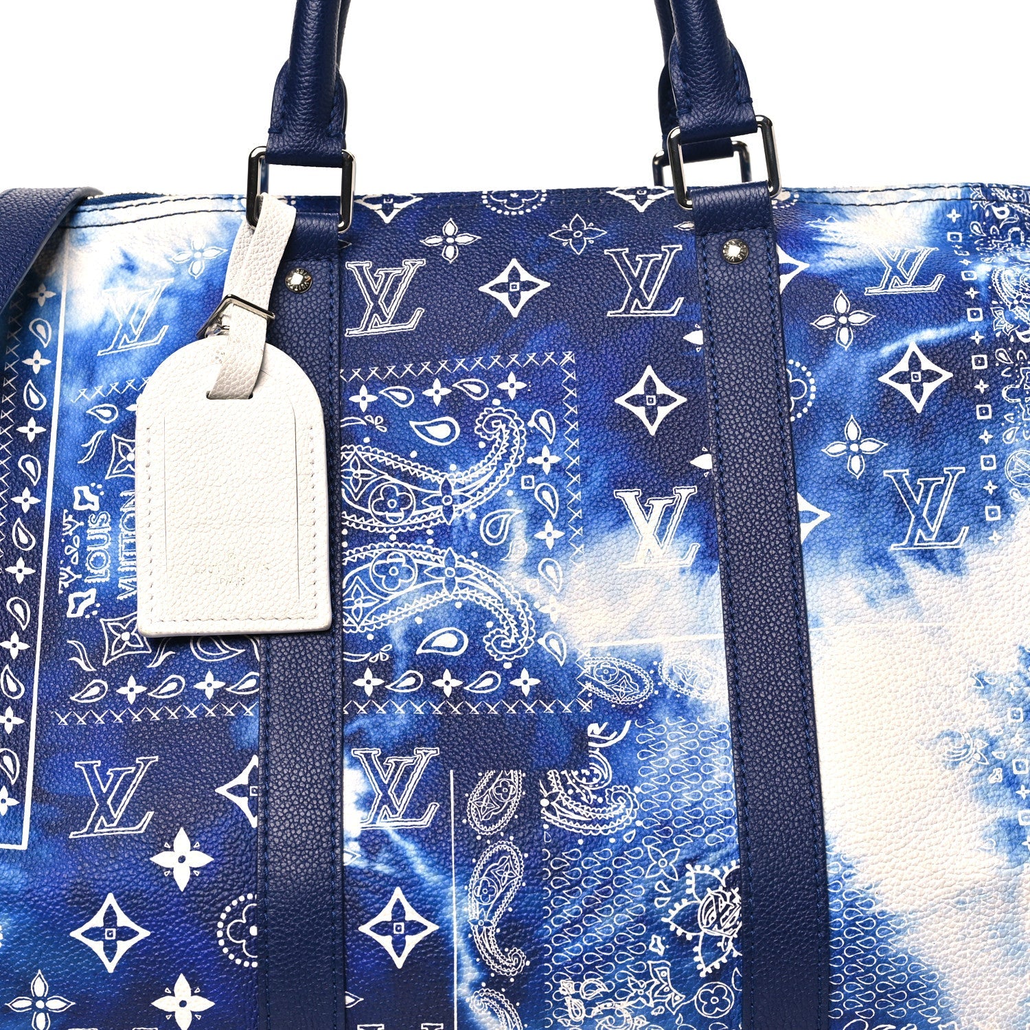 Cowhide Monogram Bandana Keepall Bandouliere 50 Blue