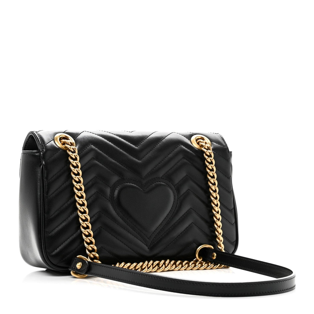 Calfskin Matelasse Small GG Marmont Shoulder Bag Black