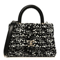 Lambskin Sequin Beaded Extra Mini Coco Handle Flap Black White