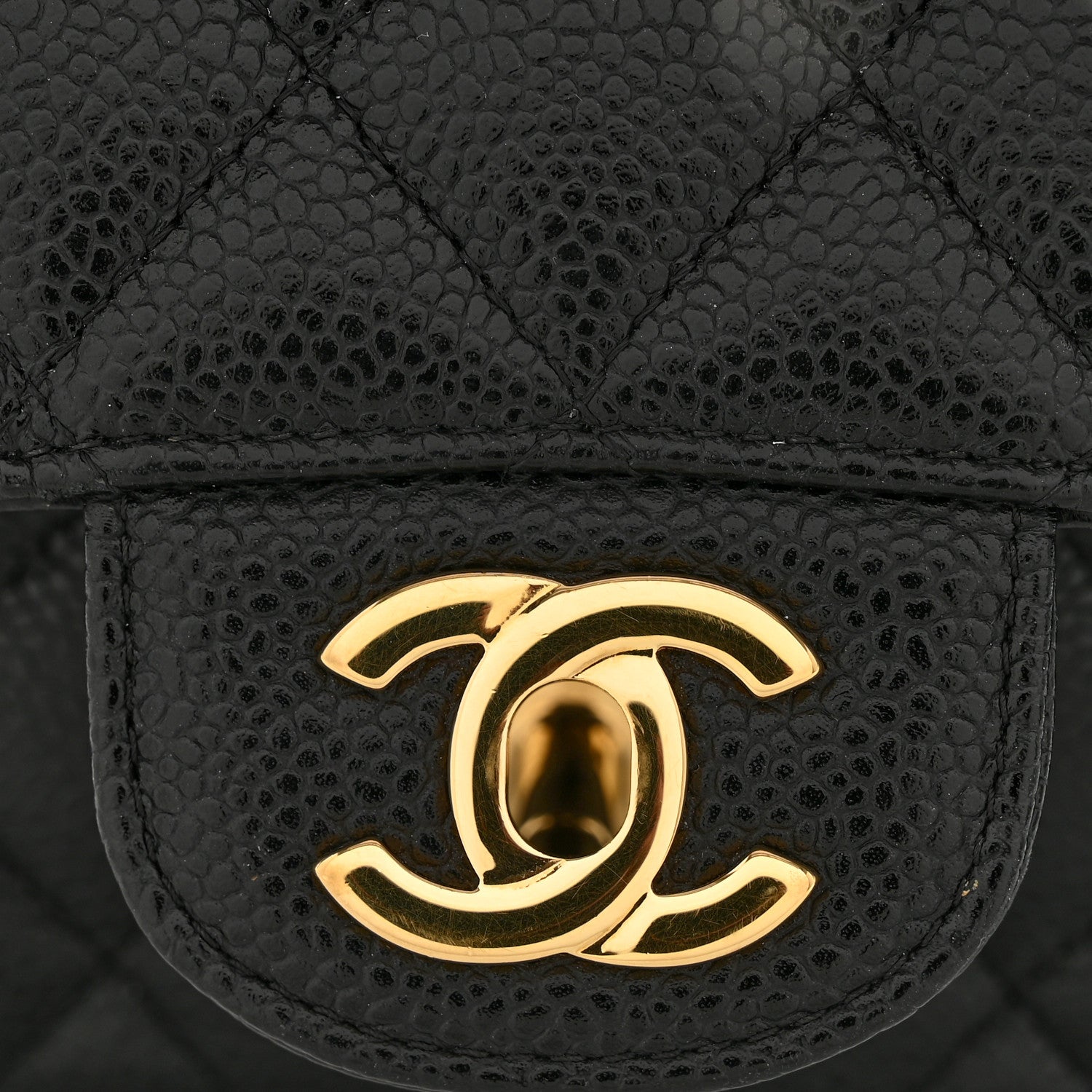 Caviar Quilted Medium Double Flap Black