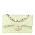Caviar Quilted Small Double Flap Light Green