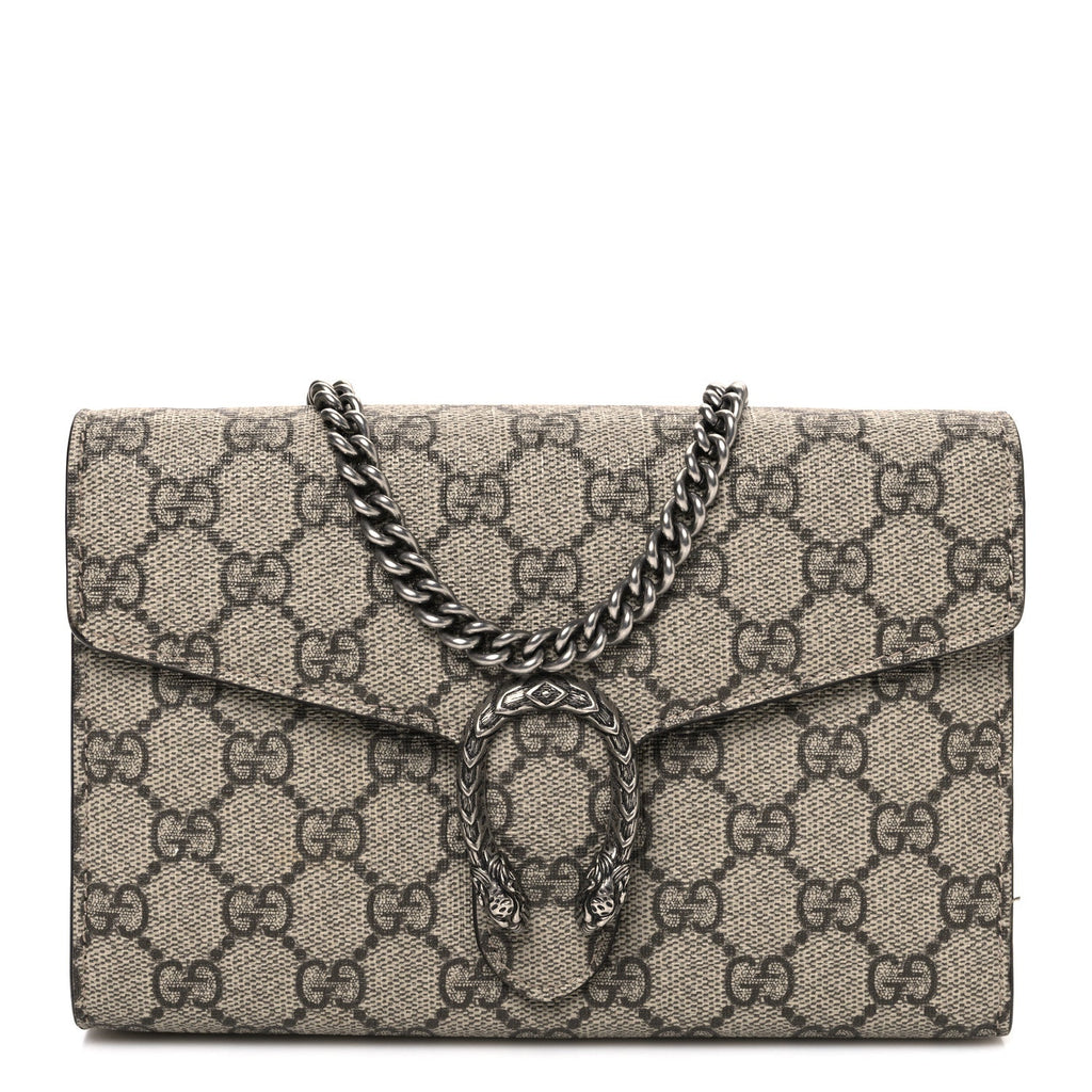 GG Supreme Monogram Mini Dionysus Chain Wallet Beige Taupe