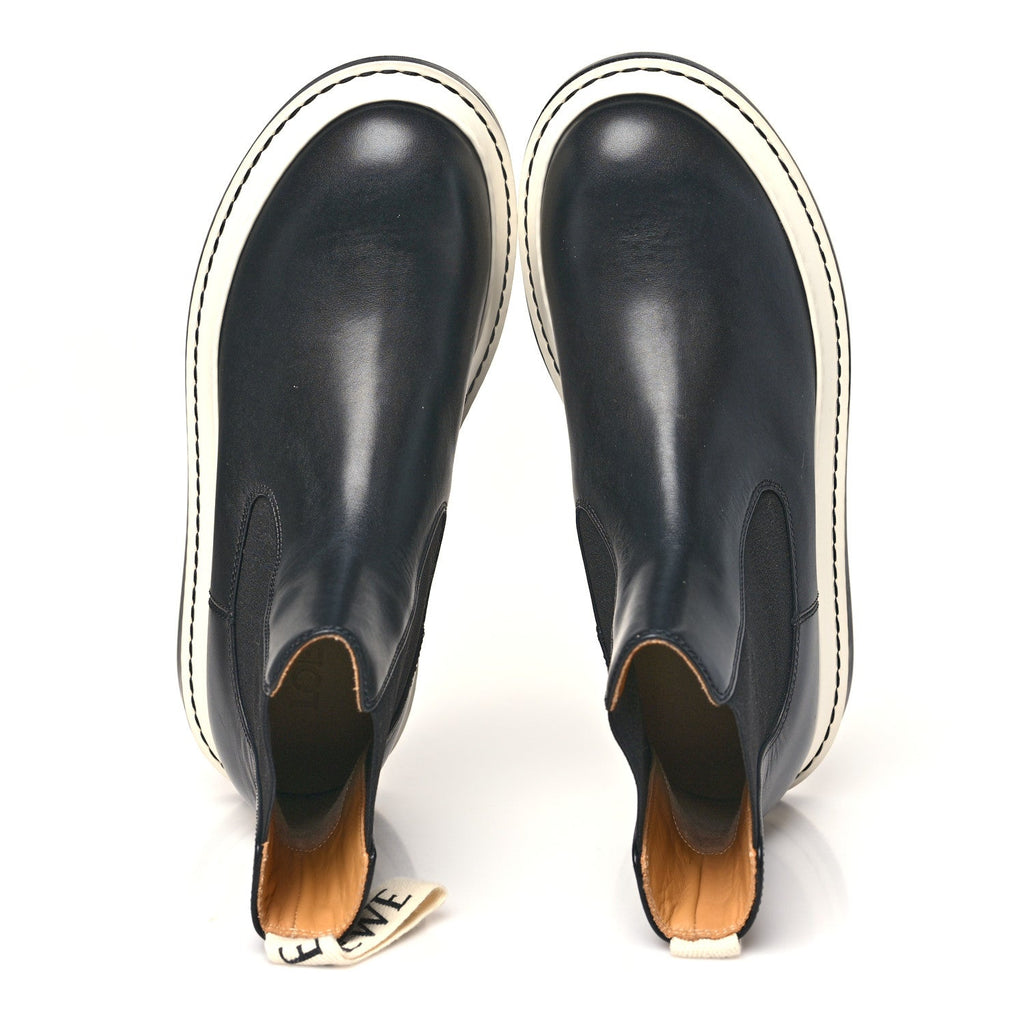 Calfskin Logo Chelsea Mens Boots 38 Black