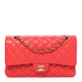Caviar Quilted Medium Double Flap Red