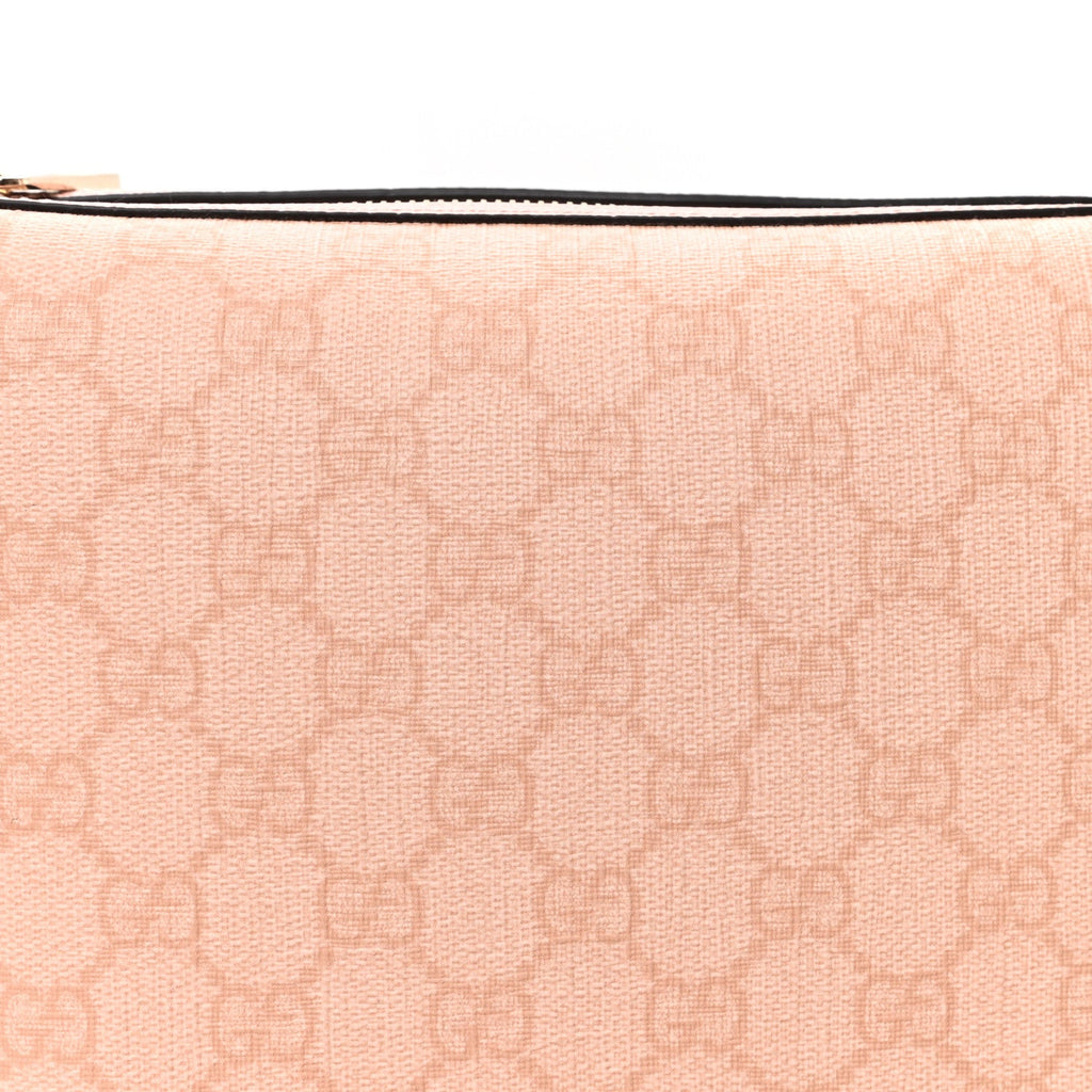 GG Supreme Monogram Textured Calfskin Web Super Mini Ophidia Shoulder Bag Pink