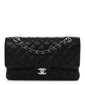 Caviar Quilted Medium Double Flap Black