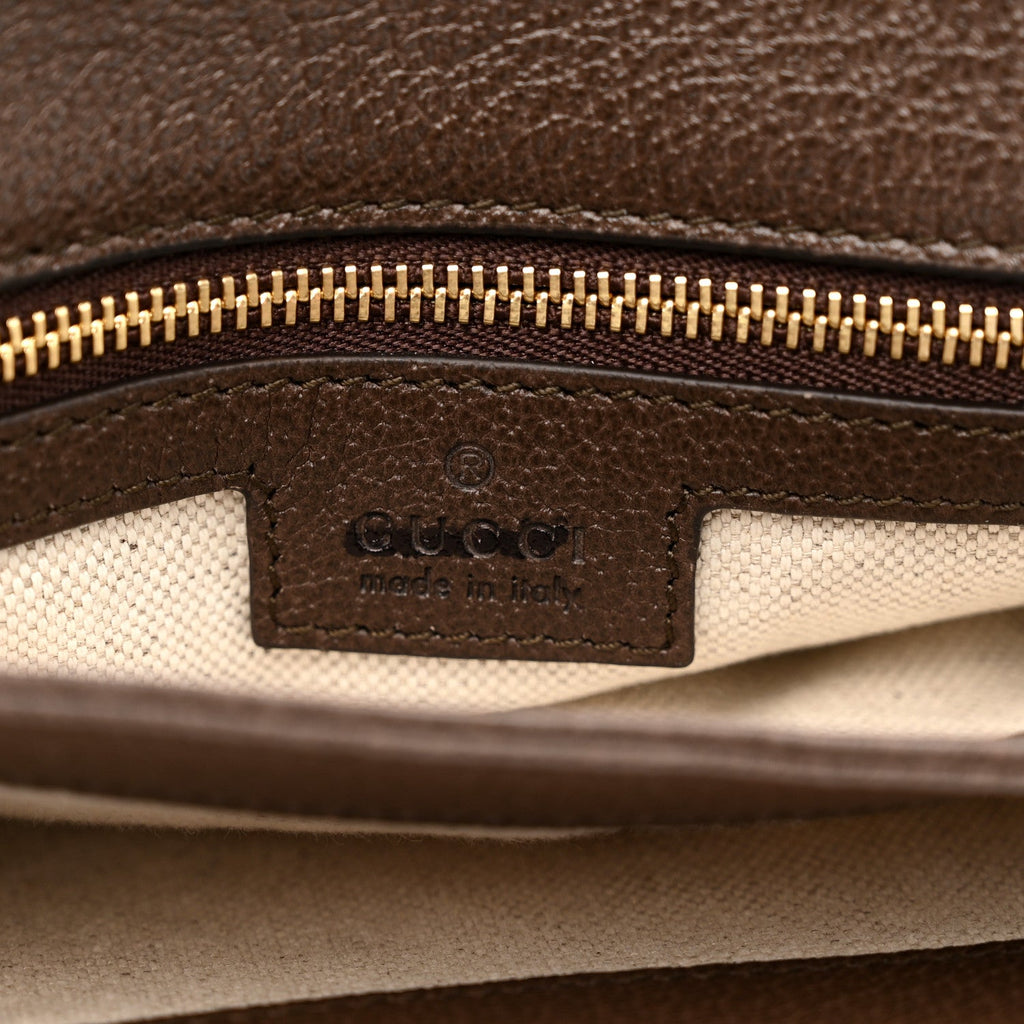 GG Supreme Monogram Textured Dollar Calfskin Web Medium Blondie Top Handle Shoulder Flap Bag Beige Ebony New Acero