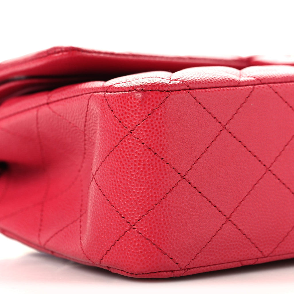 Caviar Quilted Medium Double Flap Dark Pink