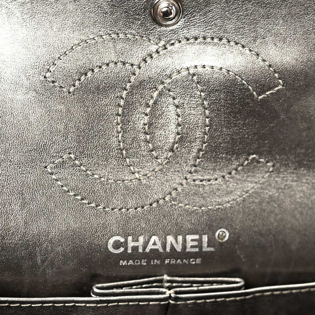 Aged Calfskin Quilted 2.55 Reissue Mini Flap Dark Silver