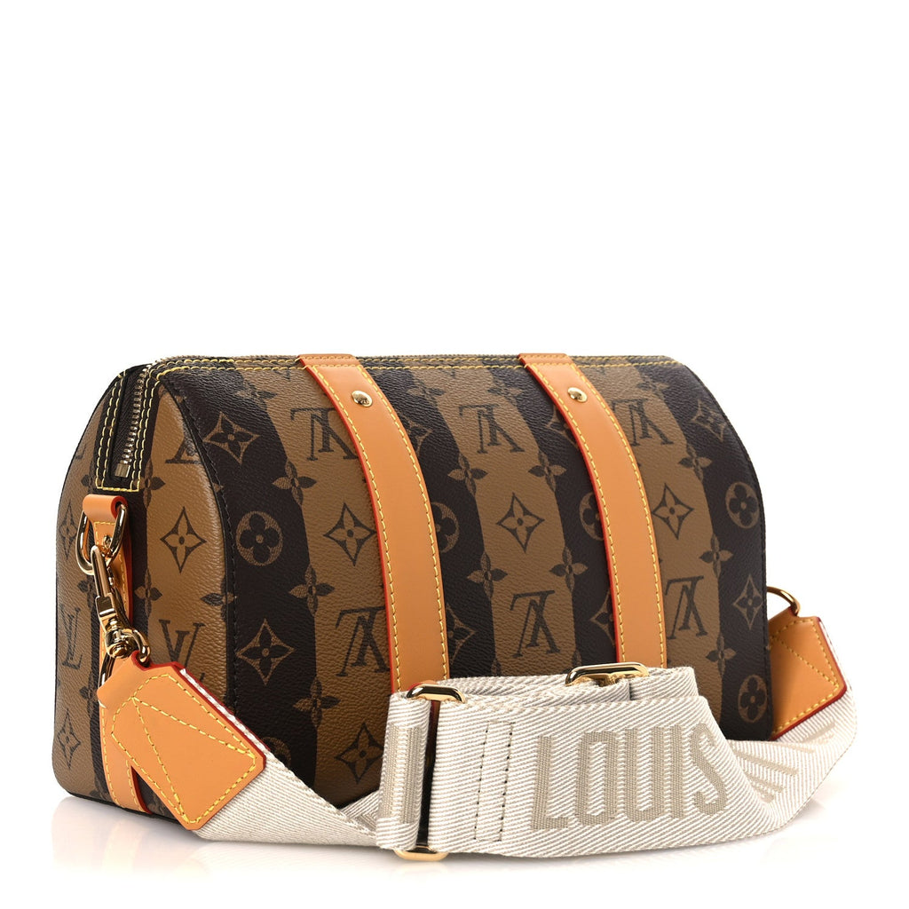 X NIGO Reverse Monogram Stripes City Keepall Bandouliere Brown