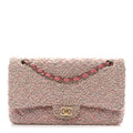 Tweed Medium Double Flap Pink
