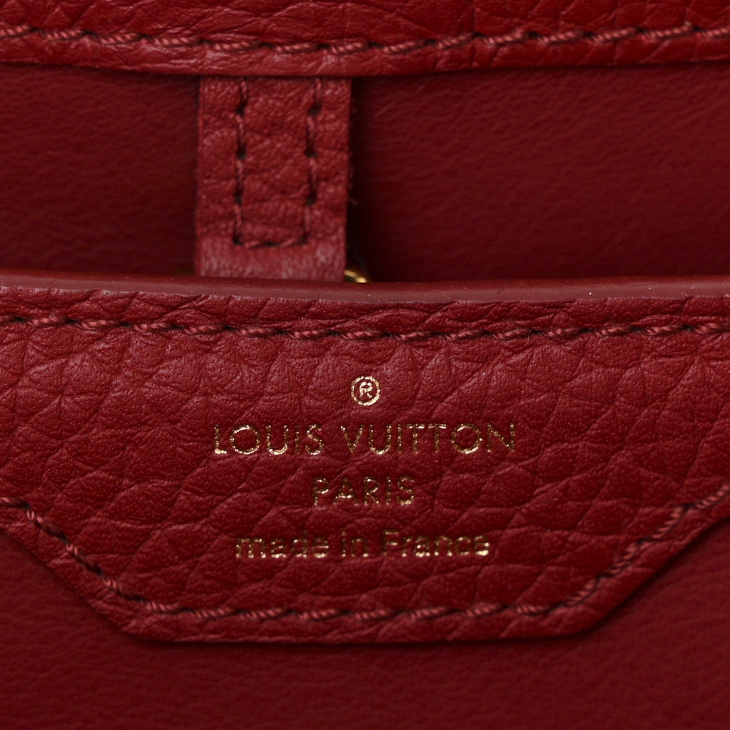 Calfskin Woven Capucines PM Black Red