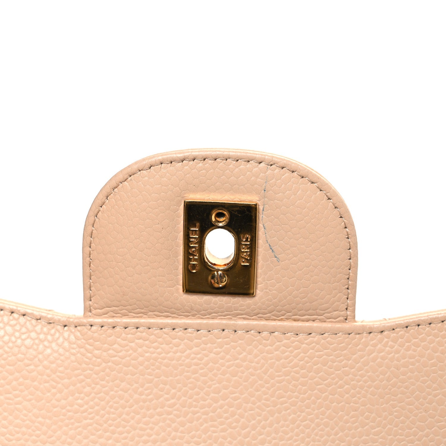 Caviar Quilted Jumbo Double Flap Beige Clair