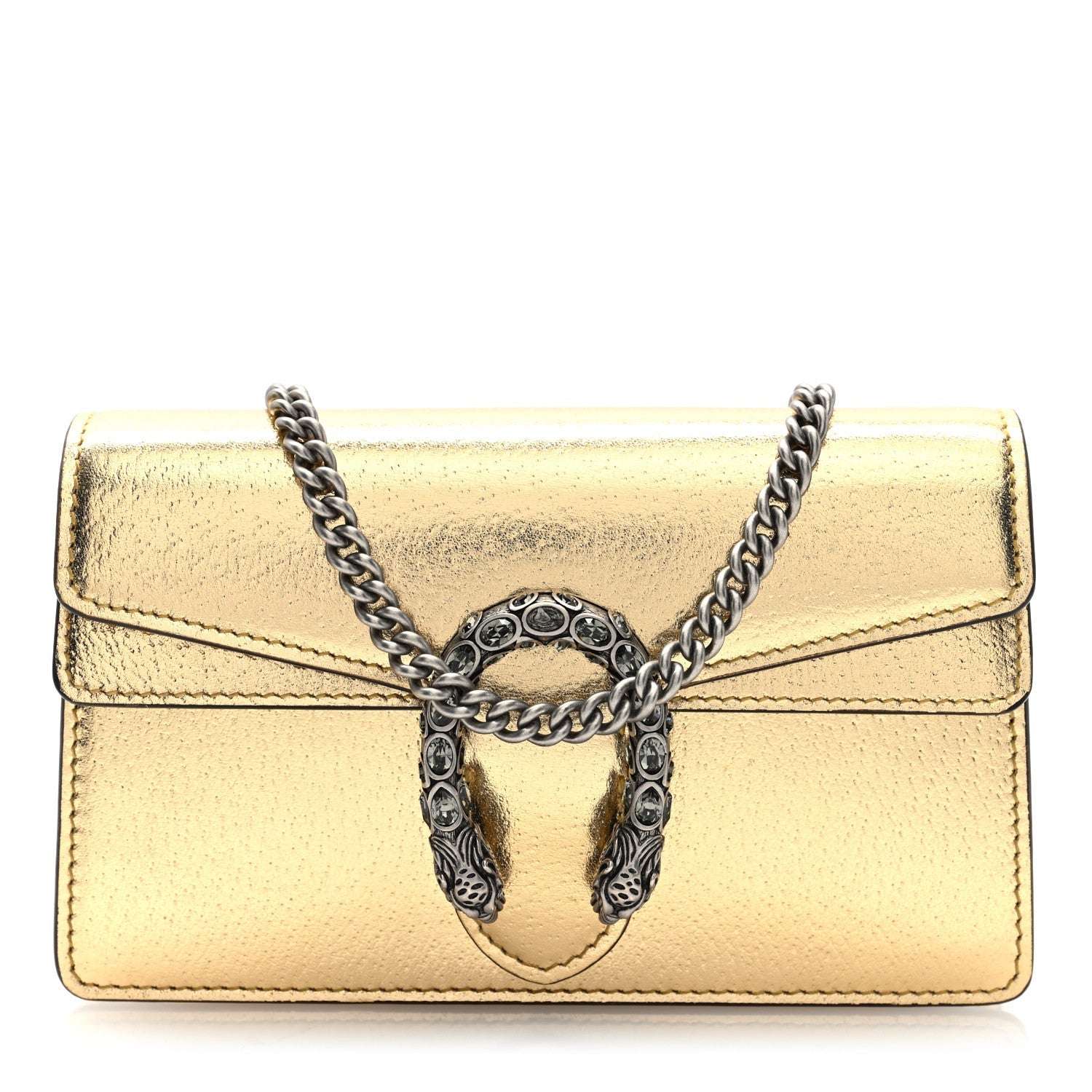 Metallic Calfskin Super Mini Dionysus Shoulder Bag Gold