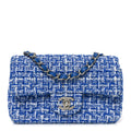 Tweed Quilted Mini Rectangular Flap Blue White