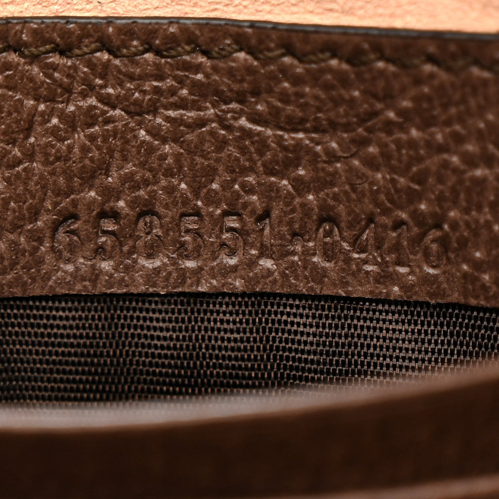 GG Supreme Monogram Textured Calfskin Web Mini Ophidia Half Moon Hobo Beige Ebony New Acero