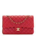 Iridescent Caviar Quilted Medium Double Flap Red