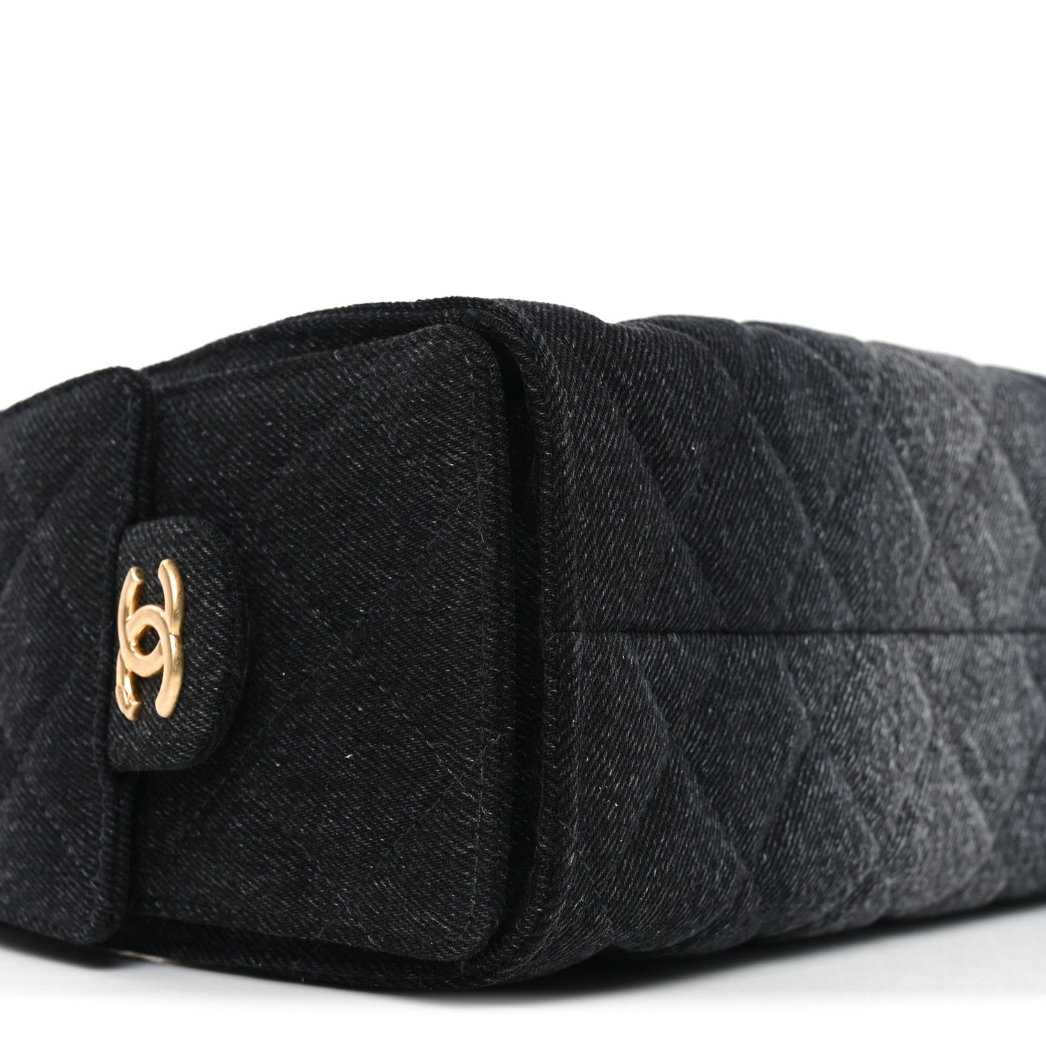 Washed Denim Quilted Mini Chanel 25 Handbag Black
