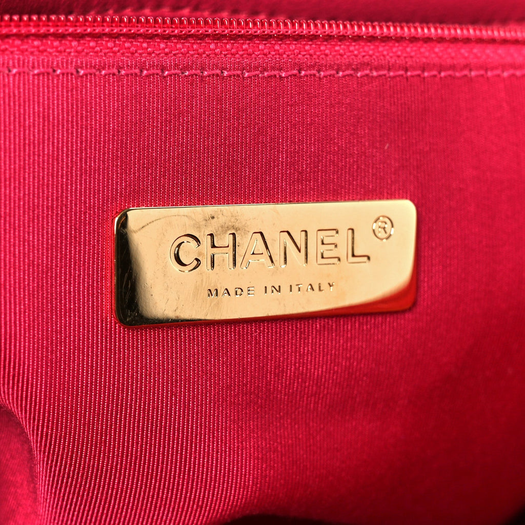 Goatskin Quilted Large Chanel 19 Flap Dark Pink
