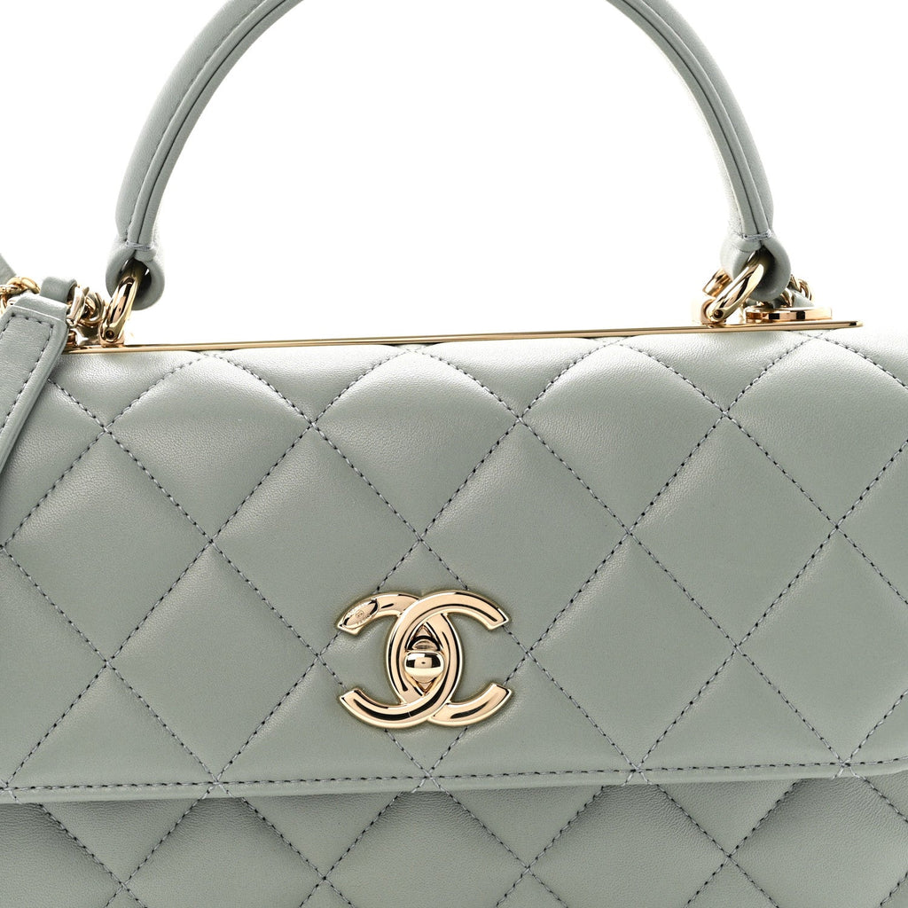 Lambskin Quilted Small Trendy CC Flap Dual Handle Bag Grey