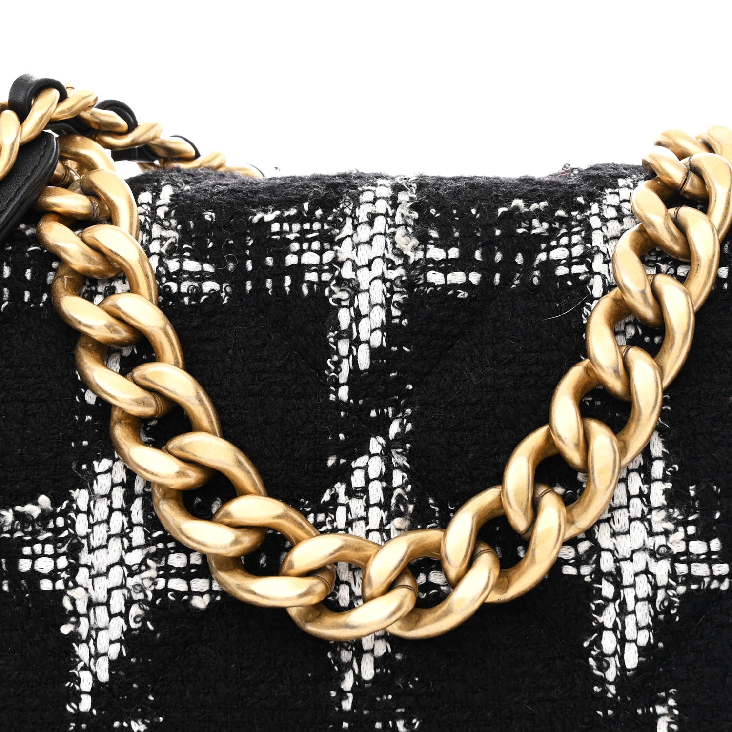 Tweed Quilted Maxi Chanel 19 Flap Black White