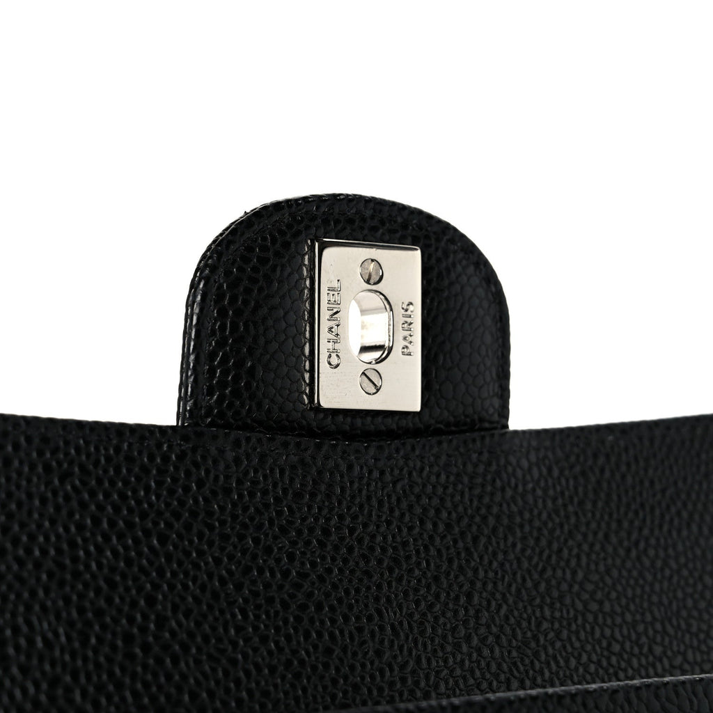 Caviar Quilted Medium Double Flap Black