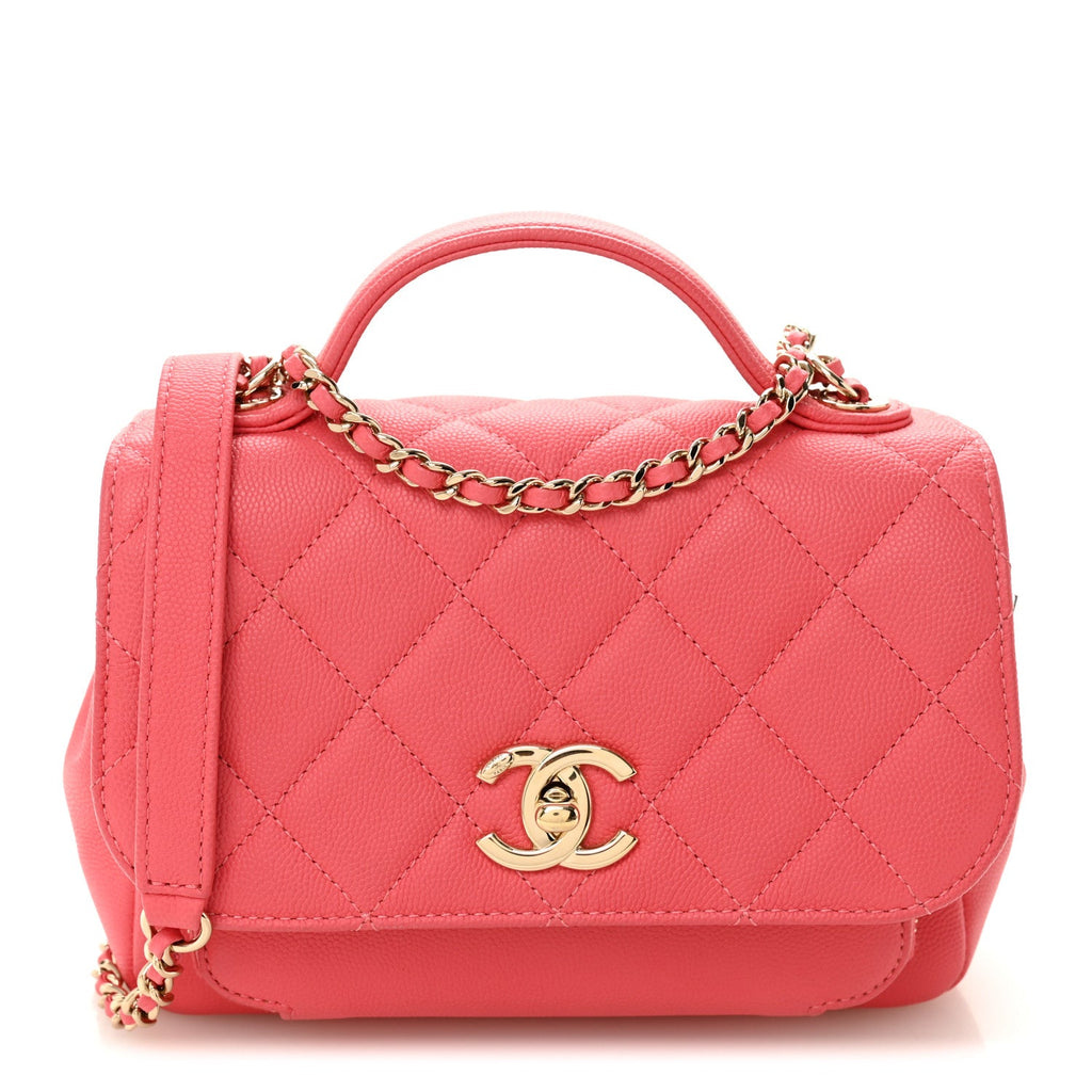 Caviar Quilted Small Business Affinity Flap Coral