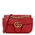 Calfskin Matelasse Mini GG Marmont Shoulder Bag Hibiscus Red