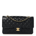 Caviar Quilted Medium Double Flap Black