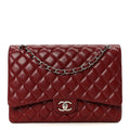 Caviar Quilted Maxi Double Flap Dark Red