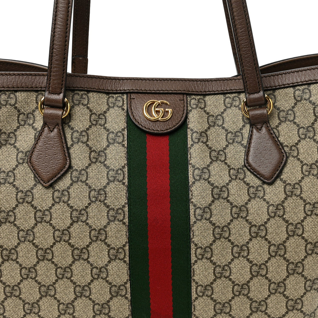 GG Supreme Monogram Medium Ophidia Shopping Tote Brown