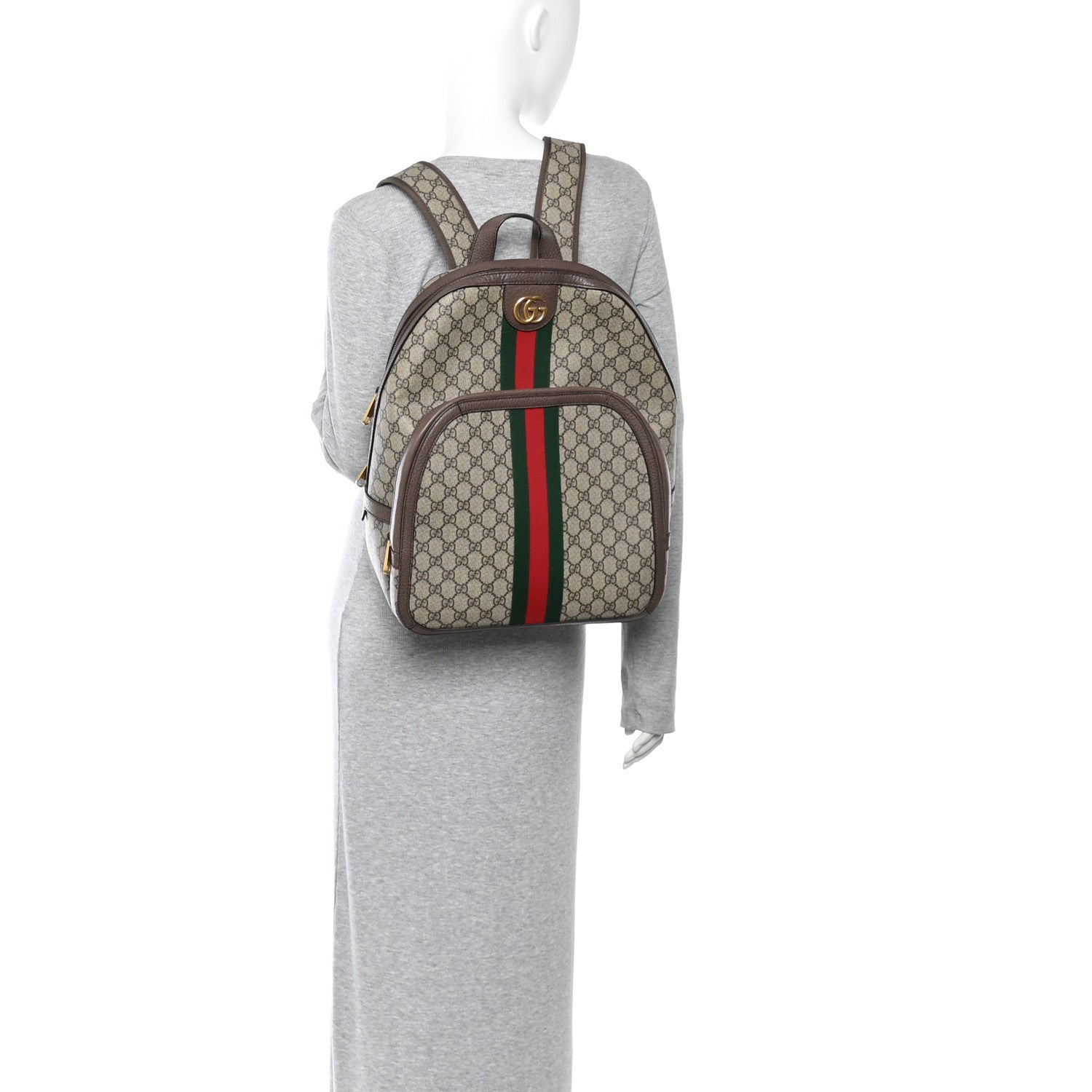 GG Supreme Monogram Medium Ophidia Day Backpack Brown