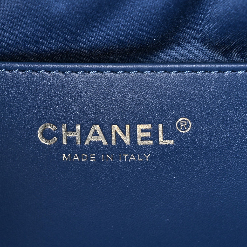 Washed Denim Quilted Mini Chanel 25 Handbag Blue