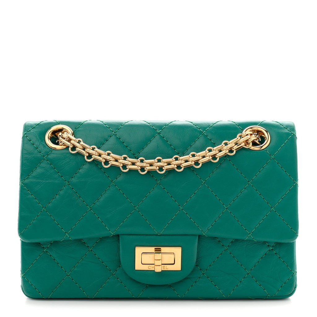 Aged Calfskin Quilted 2.55 Reissue Mini Flap Green